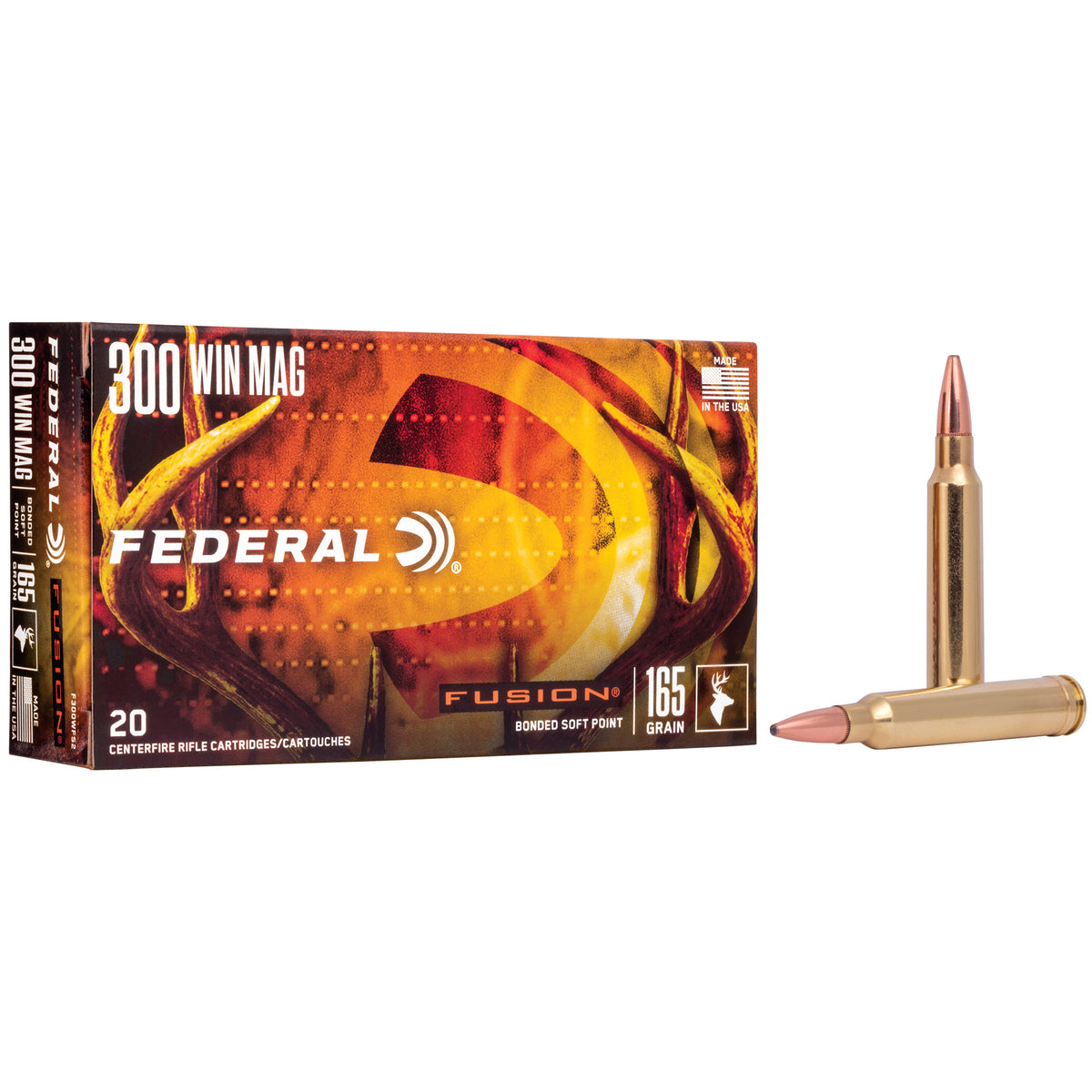 Federal .300 Winchester Mag F300WFS2 Boat Tail Fusion Soft Point FSP 165 Grain