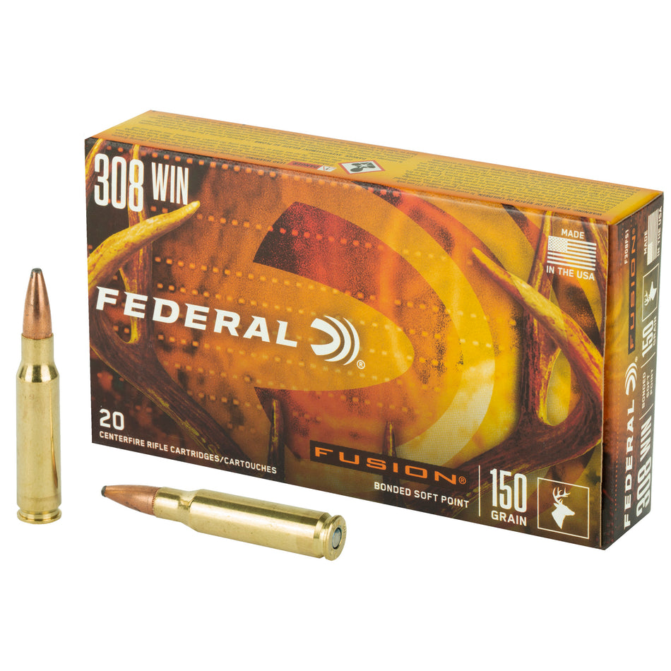 Federal .308 Win / 7.62x51mm F308FS1 Boat Tail Fusion Soft Point FSP 150 Grain