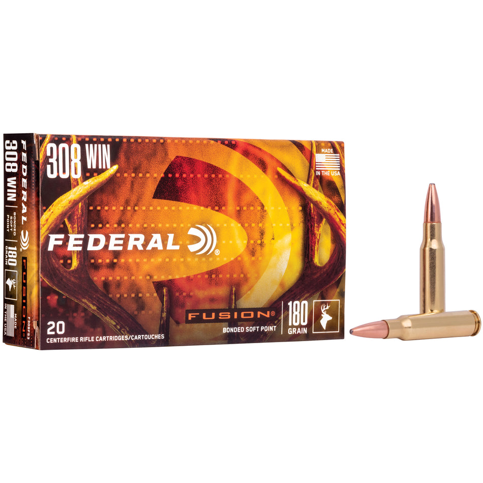 Federal .308 Win / 7.62x51mm F308FS3 Boat Tail Fusion Soft Point FSP 180 Grain