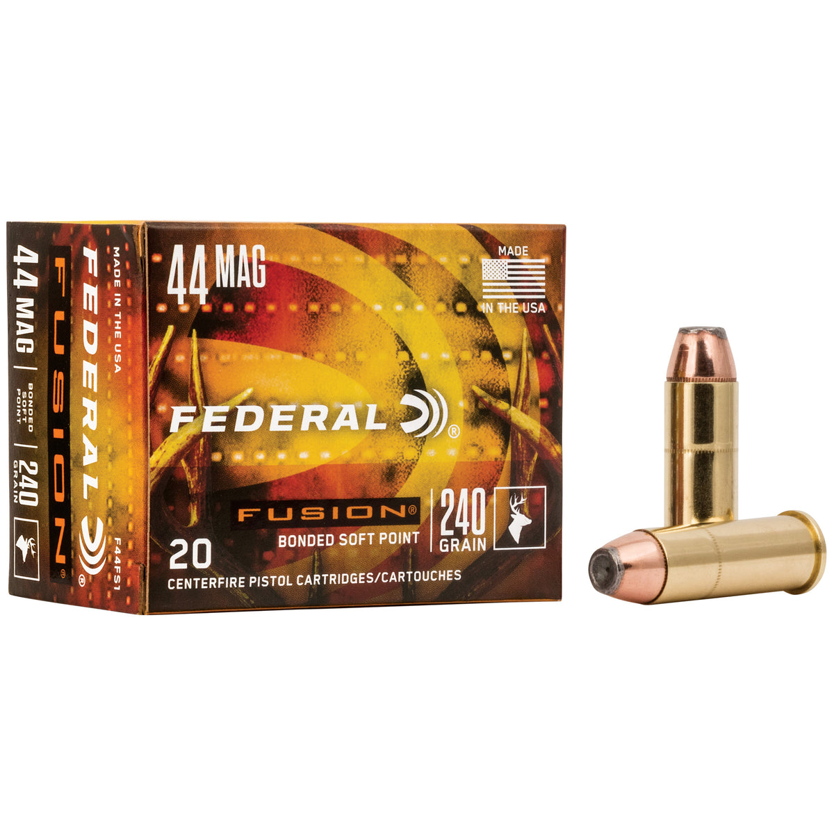 Federal .44 Magnum F44FS1 Fusion Hollow Point Fusion Soft Point FSP 240 Grain