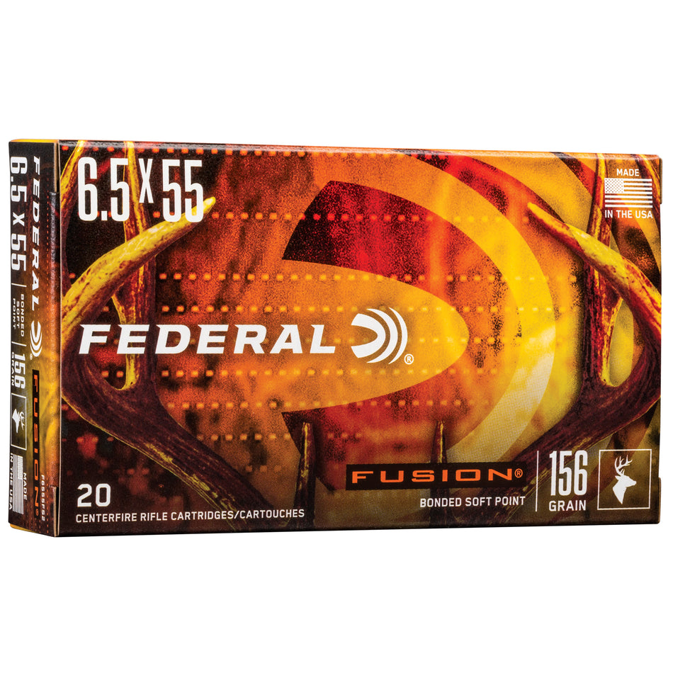 Federal 6.5x55mm Swedish Rifle Ammo Fusion Bonded Soft Point BSP 156 grain 