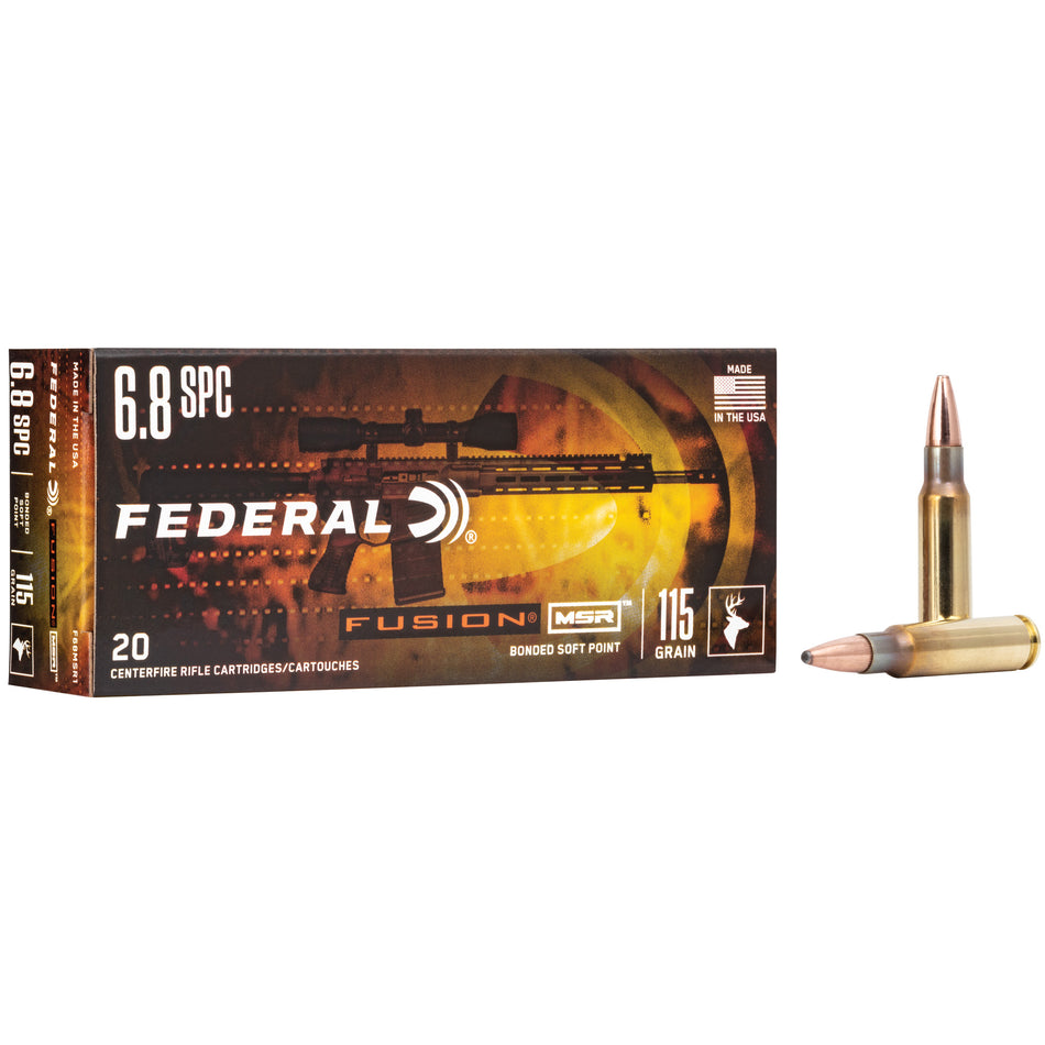 Federal 6.8 Remington SPC F68MSR1 MSR Fusion Soft Point FSP 115 Grain