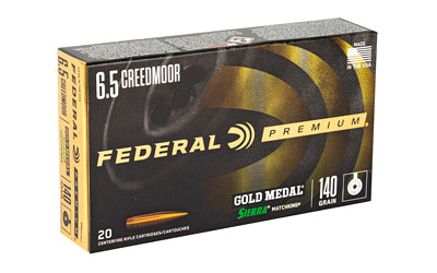 Federal 6.5mm Creedmoor GM65CRD1 Premium Gold Medal Sierra MatchKing Boat Tail Hollow Point BTHP 140 Grain