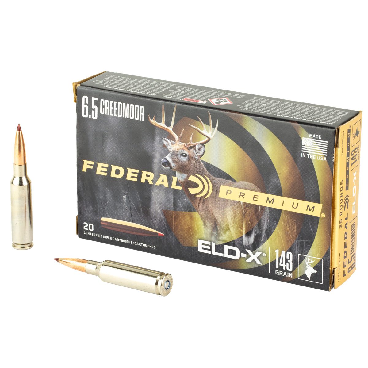 Federal 6.5mm Creedmoor P65CRDELDX1 Premium ELD-X Extremely Low Drag-eXpanding 143 Grain