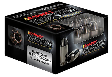 Barnes .45 ACP/Auto Handgun Ammo TAC-XPD +P Hollow Point CSHP 185 grain 