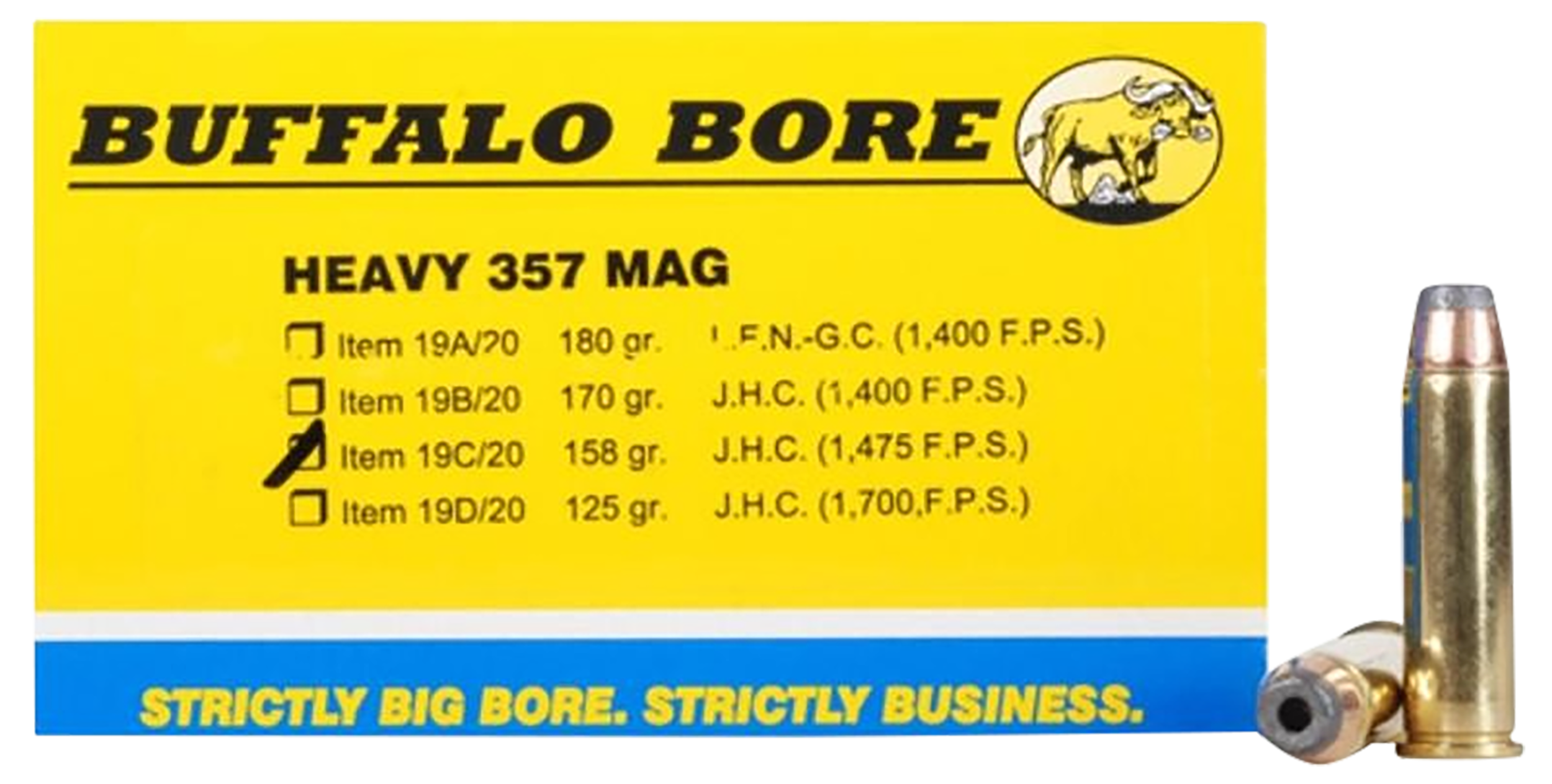 Buffalo Bore .357 Magnum 19C20 Heavy Jacketed Hollow Point JHP 158 Grain