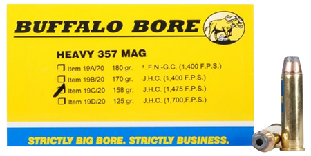 Buffalo Bore .357 Magnum 19C20 Heavy Jacketed Hollow Point JHP 158 Grain