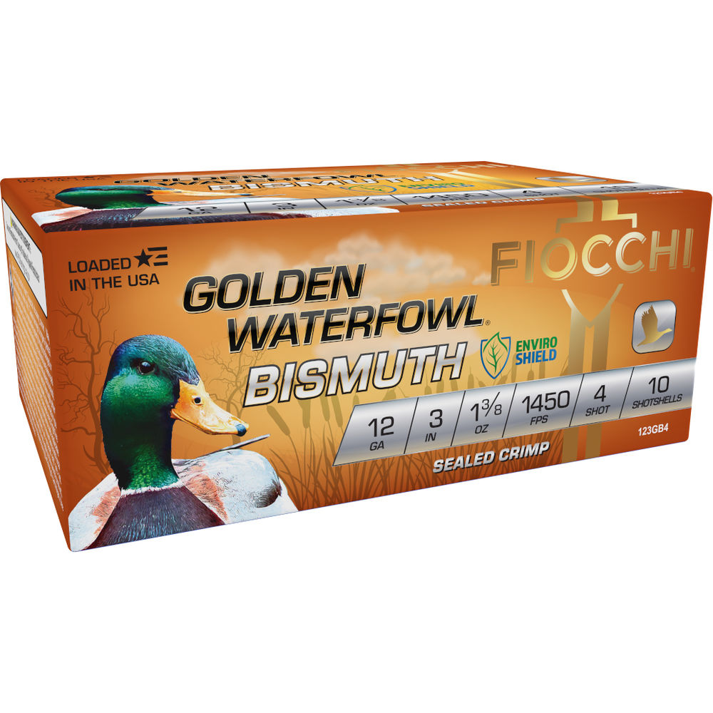 Fiocchi 12 Gauge 123GB4 Golden Waterfowl Bismuth 3" 1-3/8oz 4 Shot