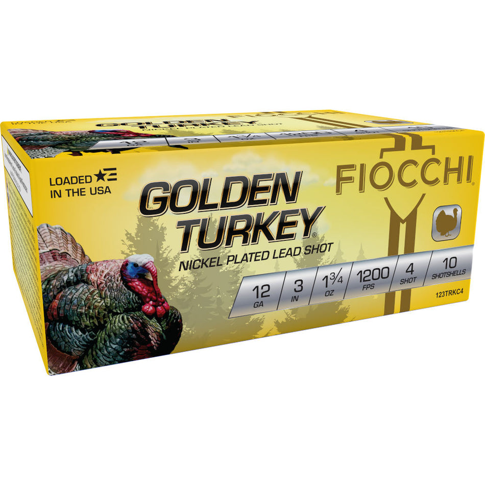 Fiocchi 12 Gauge 123TRKC4 Golden Turkey Hunting 3" 1-3/4oz 4 Shot