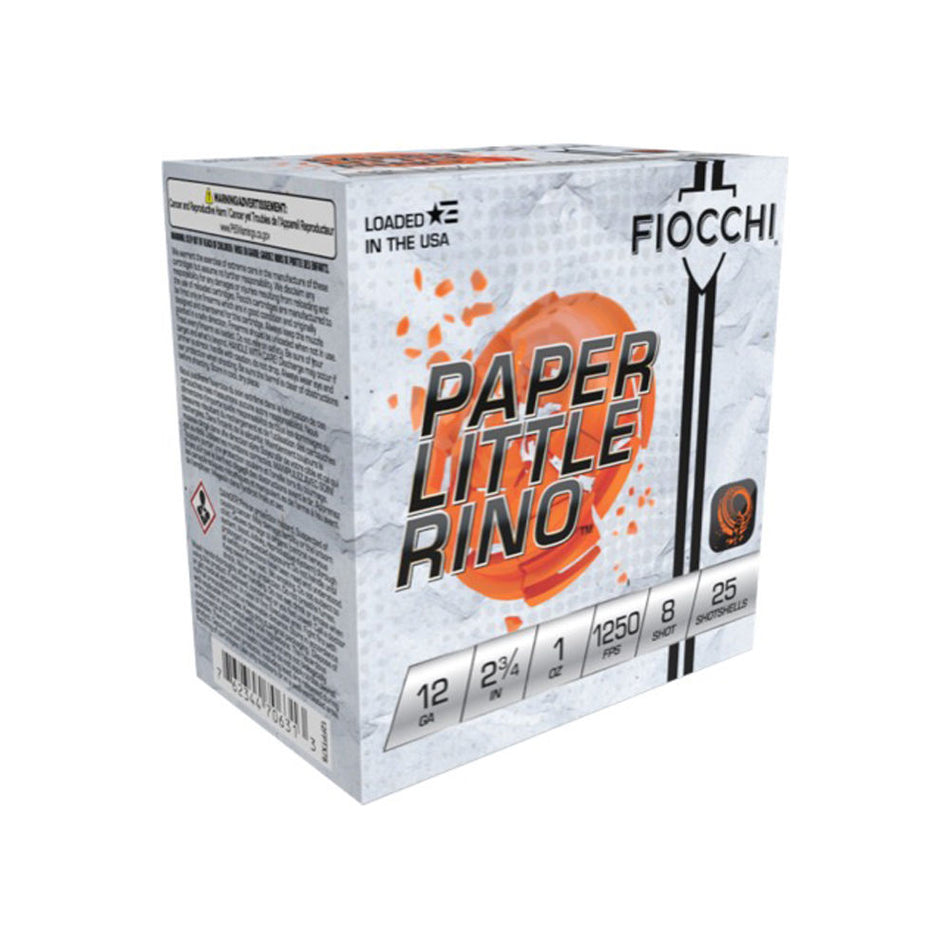 Fiocchi 12 Gauge 12FPTX8 Paper Little Rino Extrema 2.75" 1oz 8 Shot