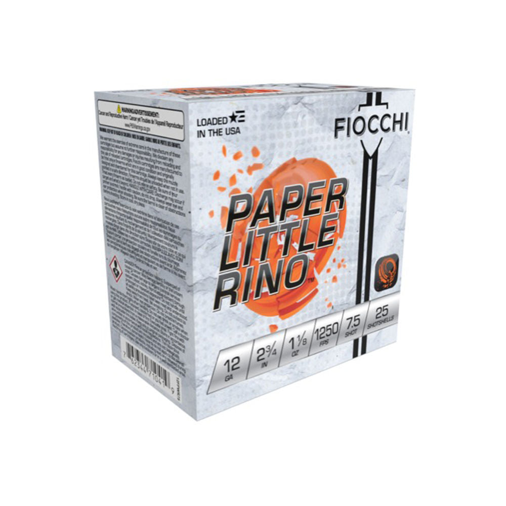 Fiocchi 12 Gauge 12FPWR75 Paper Little Rino Extrema 2.75" 1-1/8oz 7.5 Shot