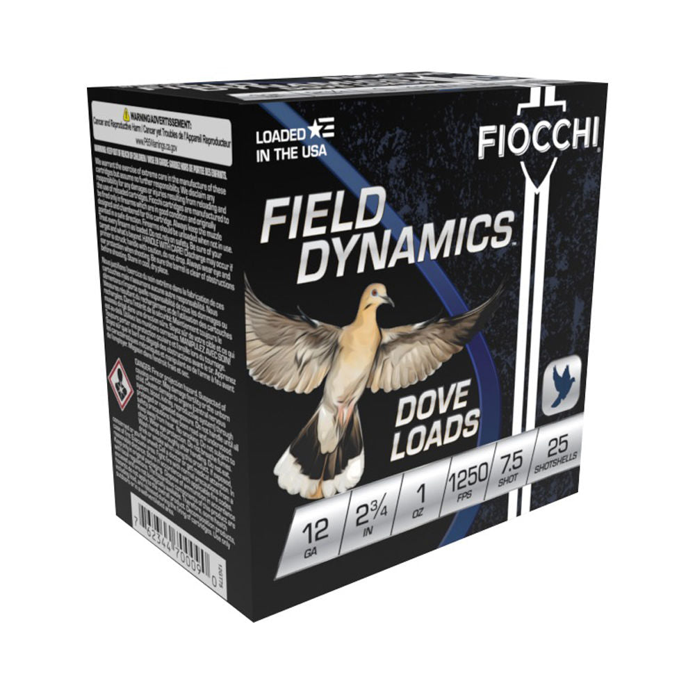 Fiocchi 12 Gauge 12GT75 Field Dynamics Dove & Quail 2.75" 1oz 7.5 Shot