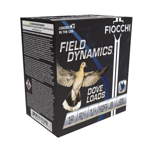 Fiocchi 12 Gauge 12GTX188 Field Dynamics Dove & Quail 2.75" 1-1/8oz 8 Shot