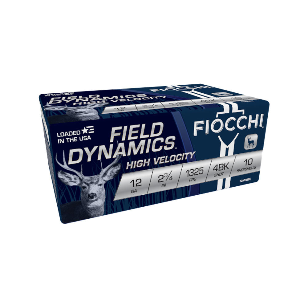 Fiocchi 12 Gauge 12HV4BK Field Dynamics High Velocity 2.75" 4 Buck Shot