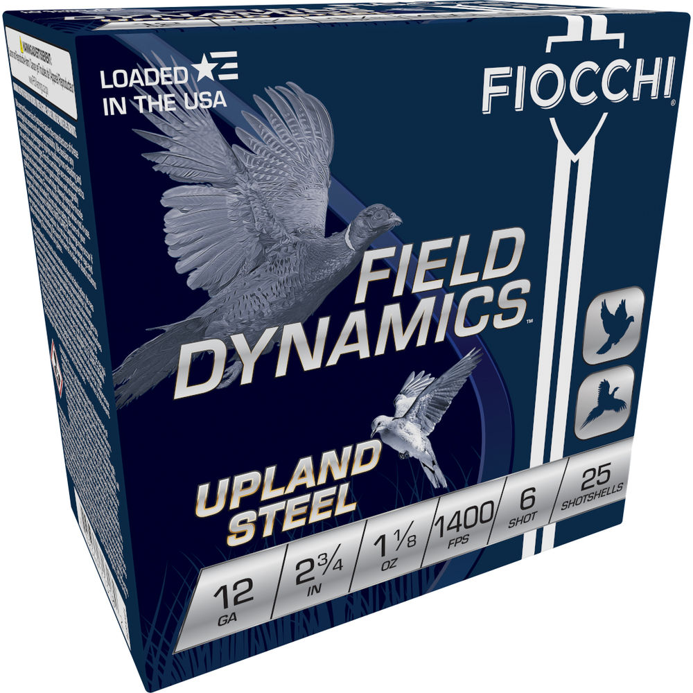 Fiocchi 12 Gauge 12HVST6 Field Dynamics Upland Steel 2.75" 1-1/8oz 6 Shot