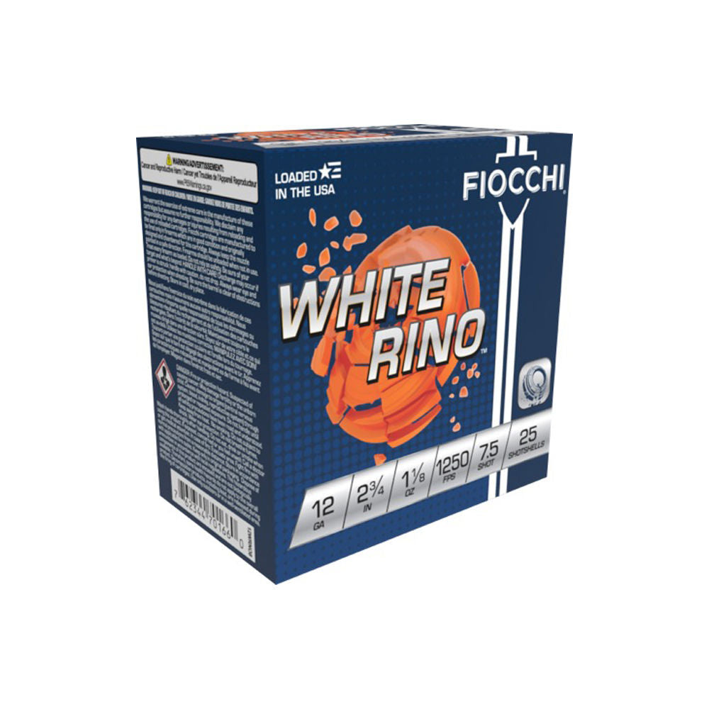 Fiocchi 12 Gauge 12WRNO75 Exacta Target White Rino Target 2.75" 1-1/8oz 7.5 Shot