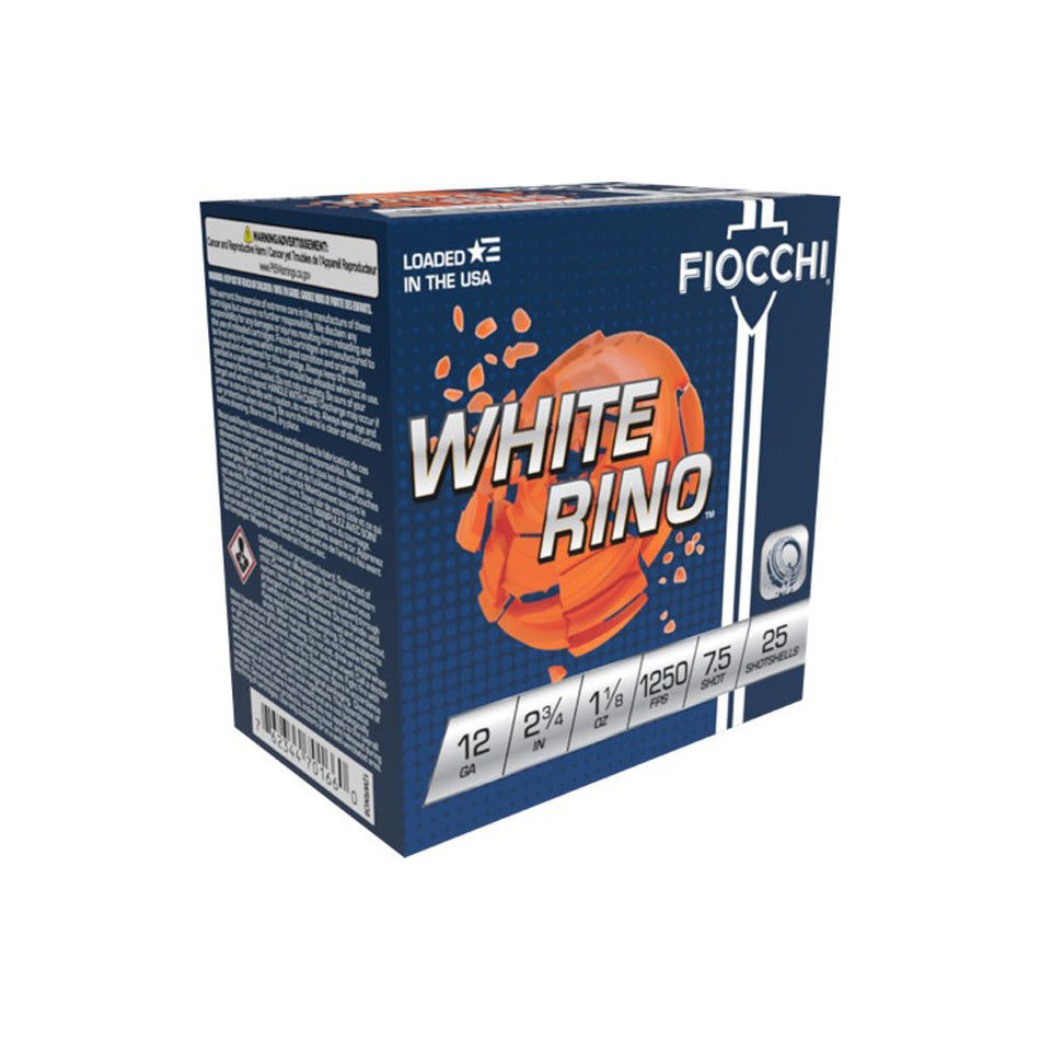Fiocchi 12 Gauge 12WRNO75 Exacta Target White Rino Target 2.75" 1-1/8oz 7.5 Shot