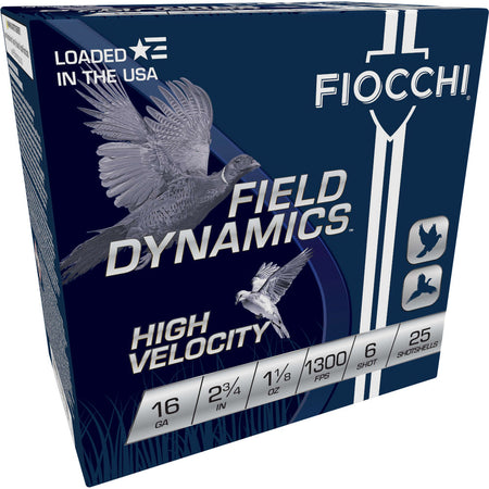 Fiocchi 16 Gauge 16HV6 Field Dynamics High Velocity 2.75" 1-1/8oz 6 Shot