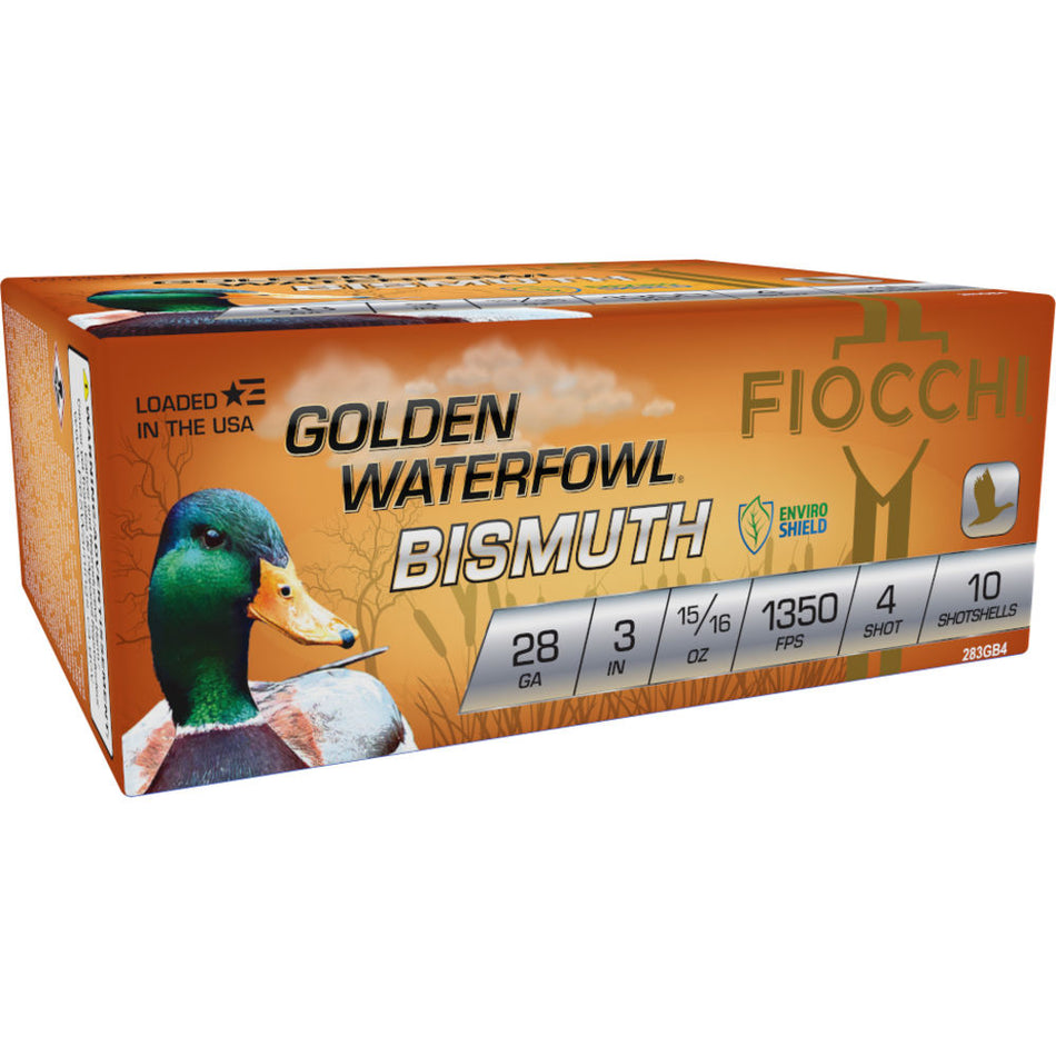 Fiocchi 28 Gauge 283GB4 Golden Waterfowl Bismuth 3" 15/16oz 4 Shot