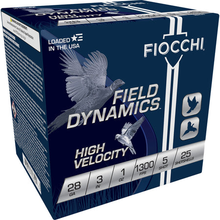 Fiocchi 28 Gauge 283HV5 Field Dynamics High Velocity 3" 1oz 5 Shot