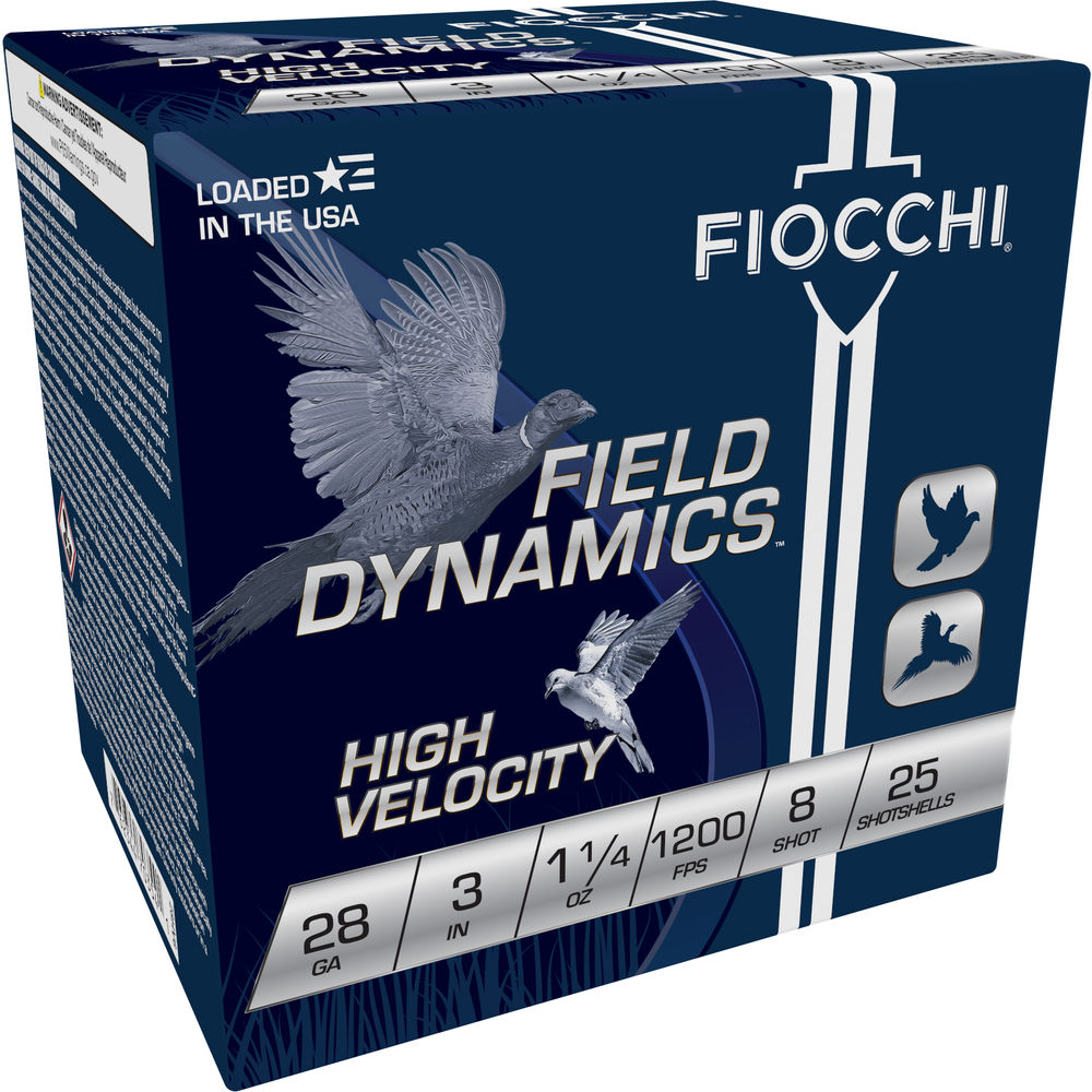 Fiocchi 28 Gauge 283HV8 Field Dynamics High Velocity 3" 1oz 8 Shot