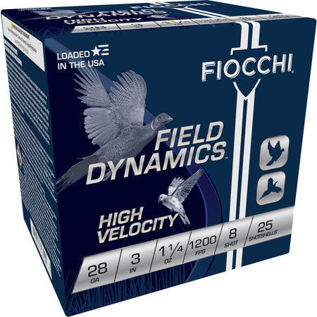 Fiocchi 28 Gauge 283HV8 Field Dynamics High Velocity 3" 1oz 8 Shot
