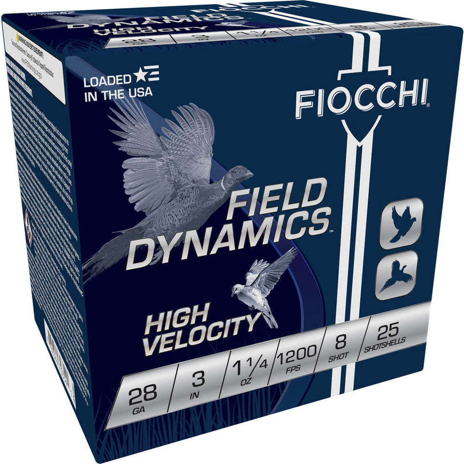 Fiocchi 28 Gauge 283HV8 Field Dynamics High Velocity 3" 1oz 8 Shot