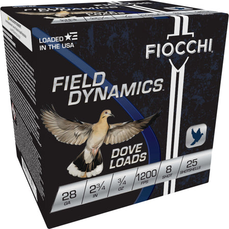 Fiocchi 28 Gauge 28GT8 Field Dynamics Dove & Quail 2.75" 3/4oz 8 Shot