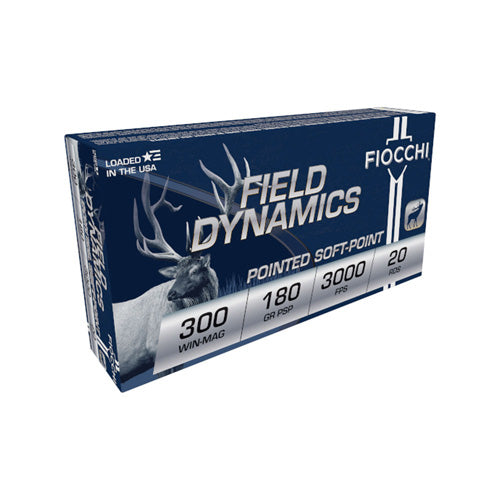 Fiocchi .300 Winchester Mag Rifle Ammo Field Dynamics Pointed Soft Point JSP 180 grain 
