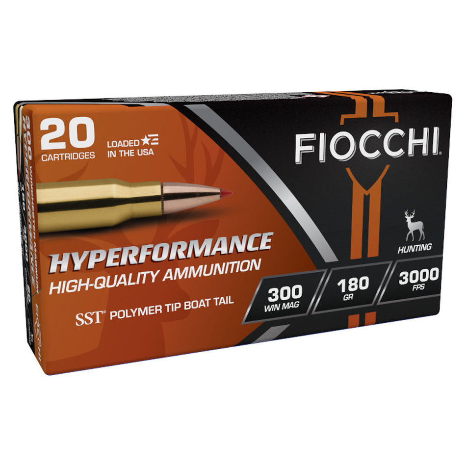 Fiocchi .300 Winchester Mag Rifle Ammo Hyperformance Hunt SST Polymer Tip PolyTip 180 grain 