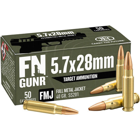 FN 5.7x28mm FN Handgun Ammo GUNR SS201 Full Metal Jacket FMJ 40 grain 