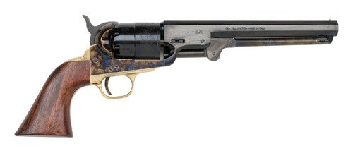 Traditions 1851 Navy .44 Cal Black Powder Revolver Steel Frame 7.375 Inch Blued Octagonal Barrel Wood Grip