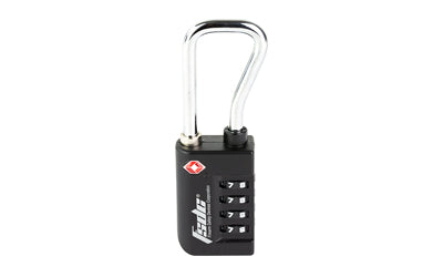 FSDC TSA-Approved 4-Dial Resettable Combination Lock with Steel Shackle, Black