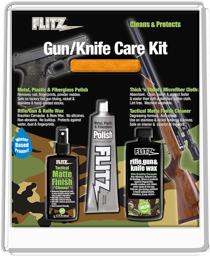 Flitz Gun and Knife Cleaning Care Kit with Microfiber Cloth