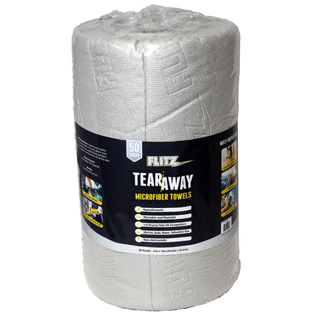 Flitz Premium Tear-Away Microfiber Cloths 12x12 in, 50/ct, Grey