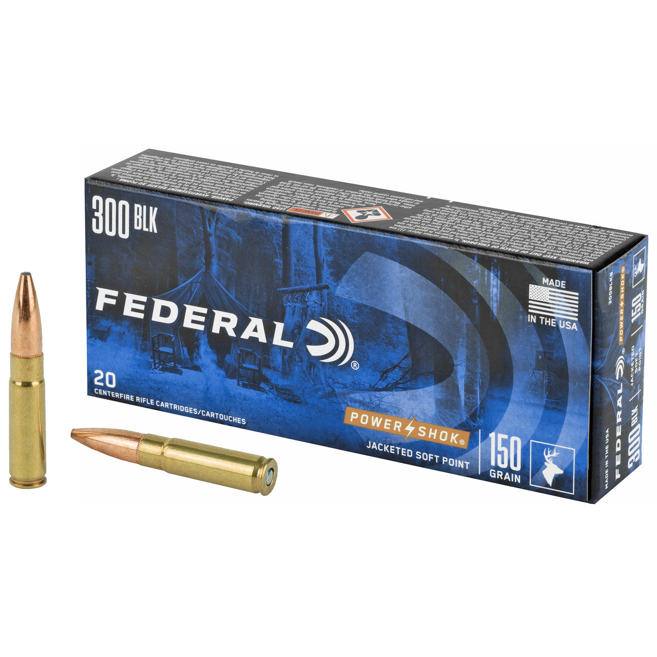 Federal .300 AAC Blackout 300BLKB PowerShok Jacketed Soft Point JSP 150 Grain
