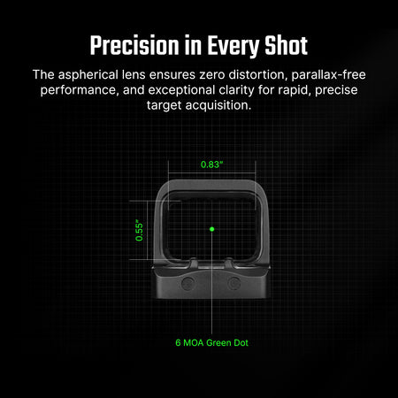 Osight SE 6 MOA Green Dot Enclosed Emitter Optic with RMSc Footprint