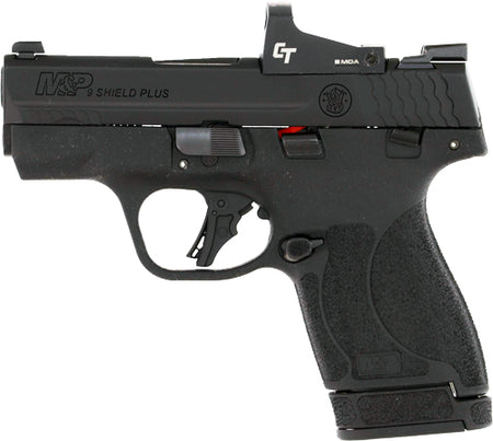 Smith & Wesson M&P9 Shield Plus Bundle, 9mm, Crimson Trace Red Dot Optic & Night Sights, 13+1/10+1 Round