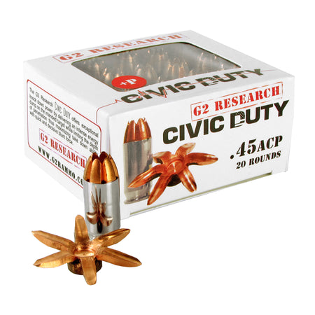 G2 Research .45 ACP/Auto G00617 Civic Duty Copper Expansion Projectile 168 Grain