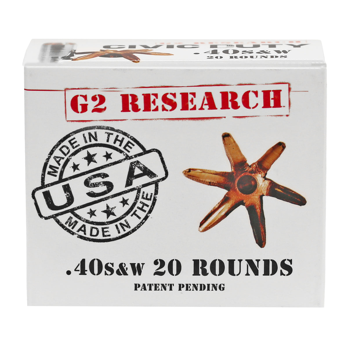 G2 Research .40 S&W G00620 Civic Duty Copper Expansion Projectile 122 Grain