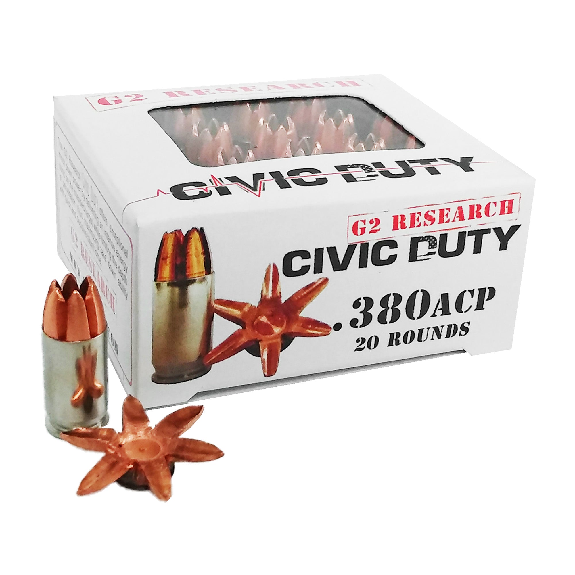 G2 Research .380 ACP/Auto G00621 Civic Duty Copper Expansion Projectile 64 Grain