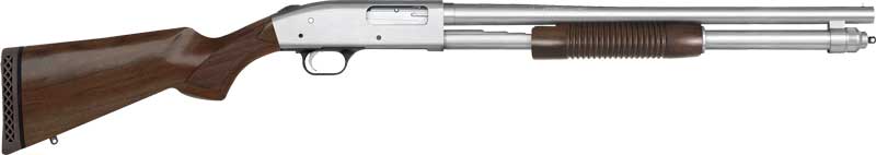 Mossberg 590 Security 12 Gauge Pump Shotgun, 9-Round, 20" Chrome Barrel, Walnut Stock