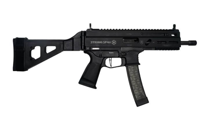 Grand Power Stribog SP9A1 9mm 8" Pistol, 30-Round Magazine, Black, with Brace