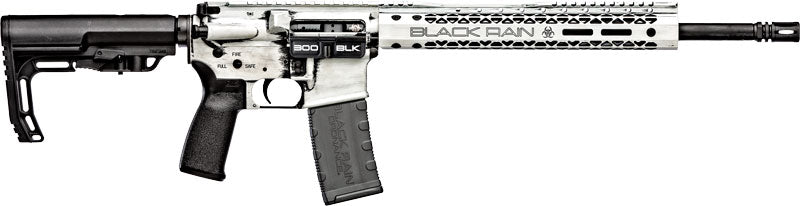 Black Rain Spec+ Fusion 300 Blackout 16in White Battleworn Rifle, 30 Round