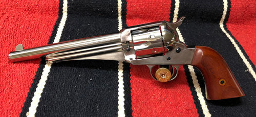Cimarron 1875 Outlaw .45LC Revolver, 7.5" Nickel Finish, Walnut Grip