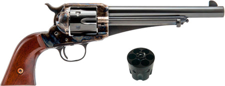 Cimarron 1875 Outlaw .45LC/.45ACP 2-Cylinder Revolver, 7.5" Color Case Hardened/Blued Finish, Wood Grip
