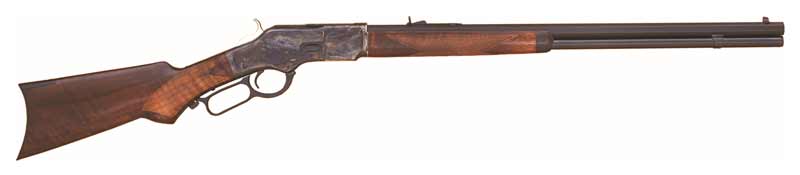 Cimarron 1873 Deluxe .44-40 Win Rifle, 24" Octagon Barrel, Color Case Hardened/Blued, Pistol Grip Walnut