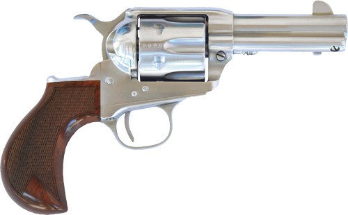 Cimarron T-Storm Thunderer .45LC Revolver, 3.5" Stainless Finish, Walnut Birdshead Grip