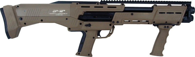 DP-12 12 Gauge Double Barrel Pump Shotgun, 16-Round Capacity, Flat Dark Earth Finish