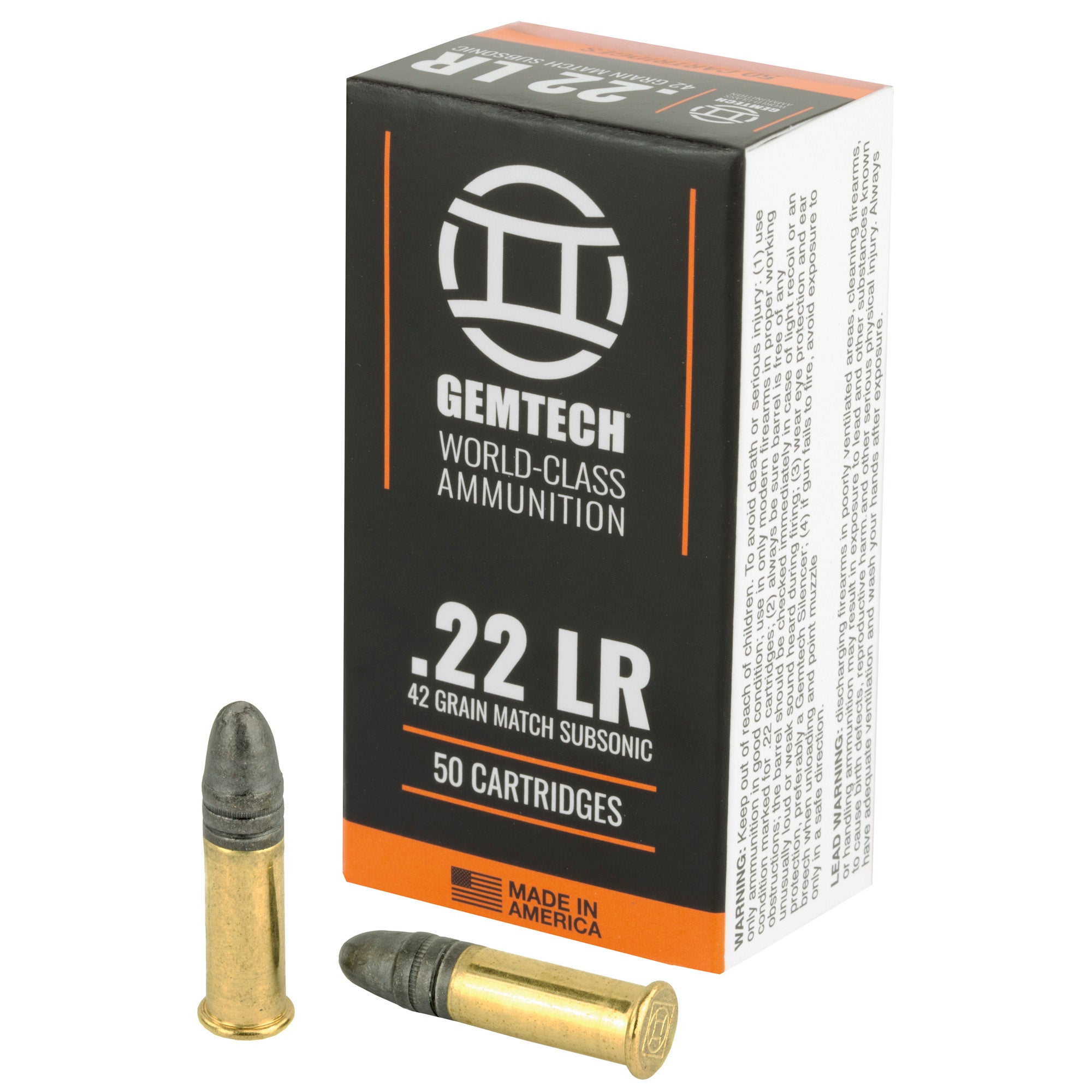 Gemtech .22 Long Rifle 3009679 Subsonic Lead Round Nose LRN 42 Grain